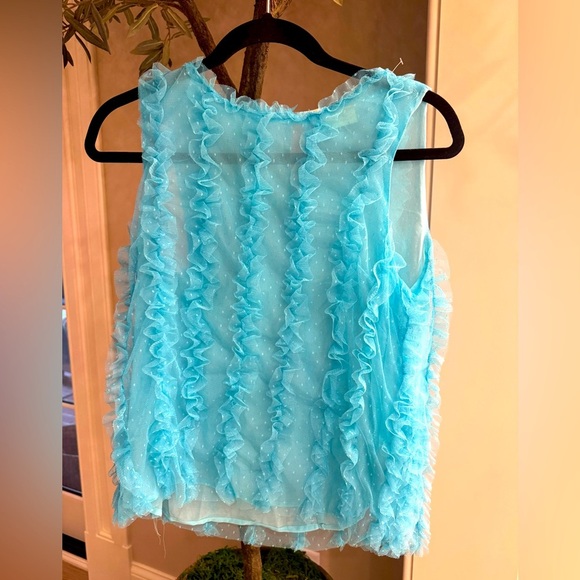 Maeve Blue Ruffled Sleeveless Blouse - Picture 3 of 7